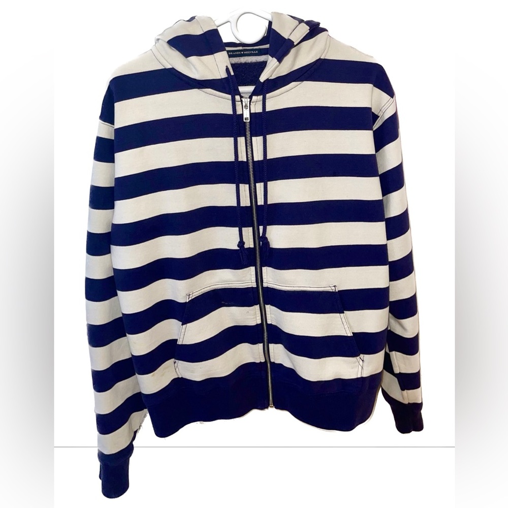 Rare Brandy Melville purple and white striped full zip up sweater